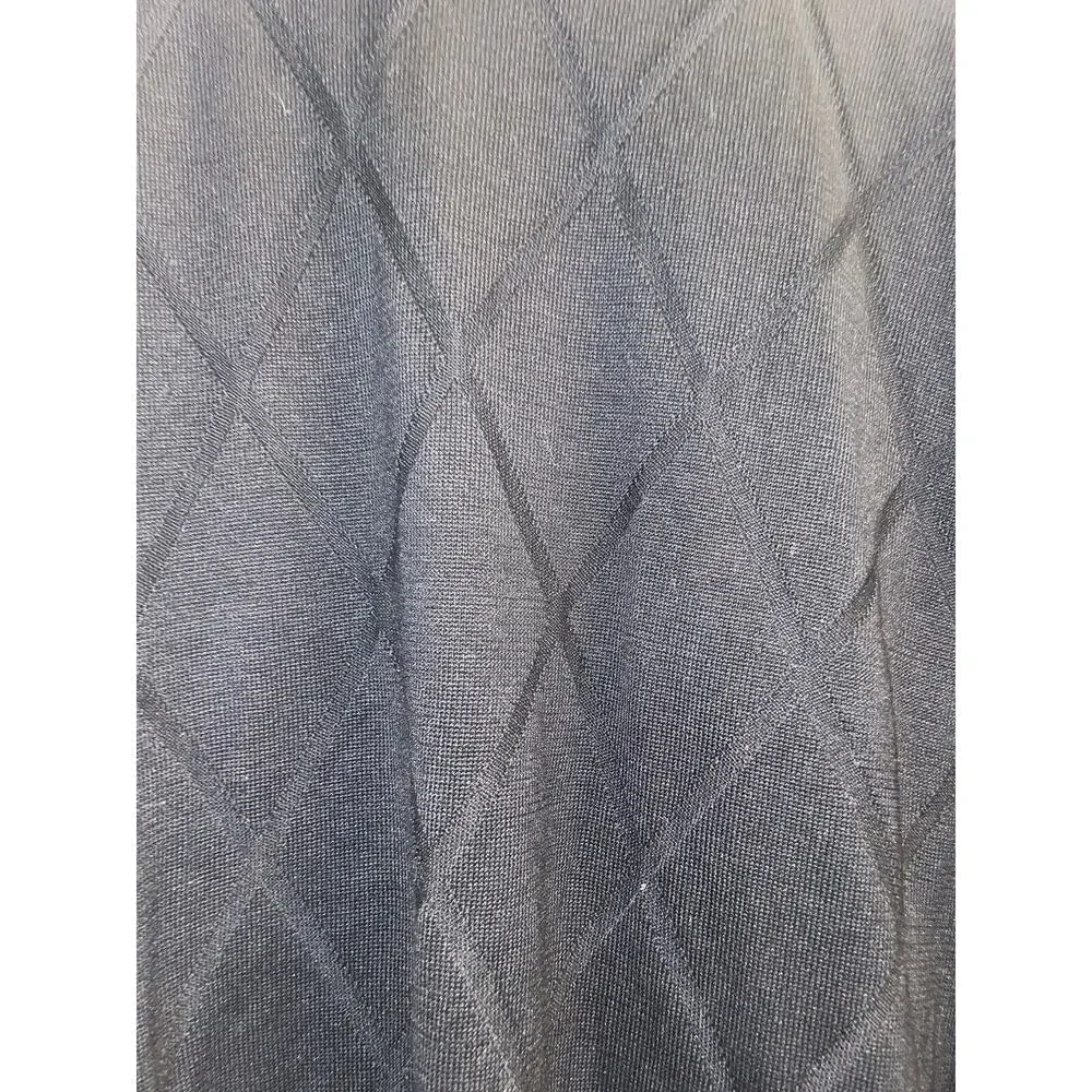 Genelli Men's L Silk Blend Gray Argyle Diamond Black Long Sleeve Sweater